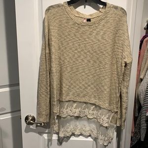 Floral/lace bottom sweater